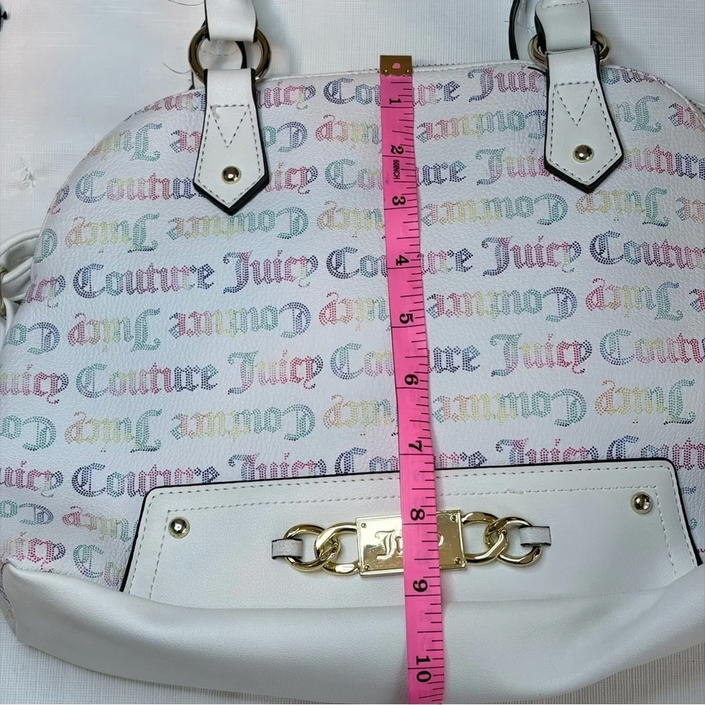 Juicy Couture White Satchel with Colorful Logo